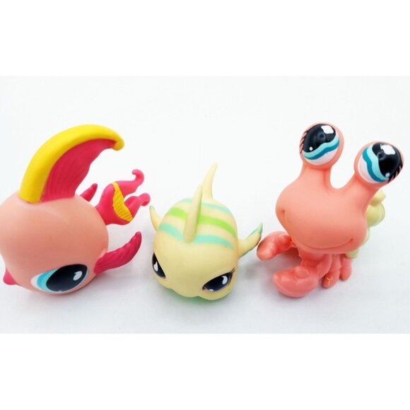 Littlest Pet Shop Aquatic Animal Figures Fish Hermit Crab Lot Of 3 643 928 1213 - Picture 2 of 12